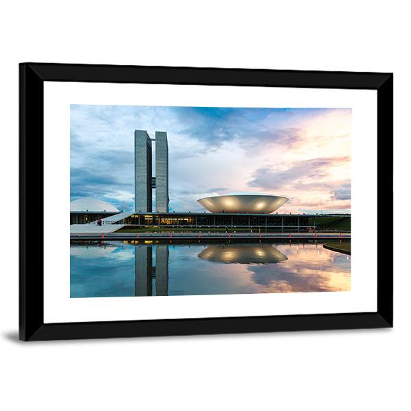 Brazilian National Congress Canvas Wall Art-3 Horizontal-Gallery Wrap-25" x 16"-Tiaracle
