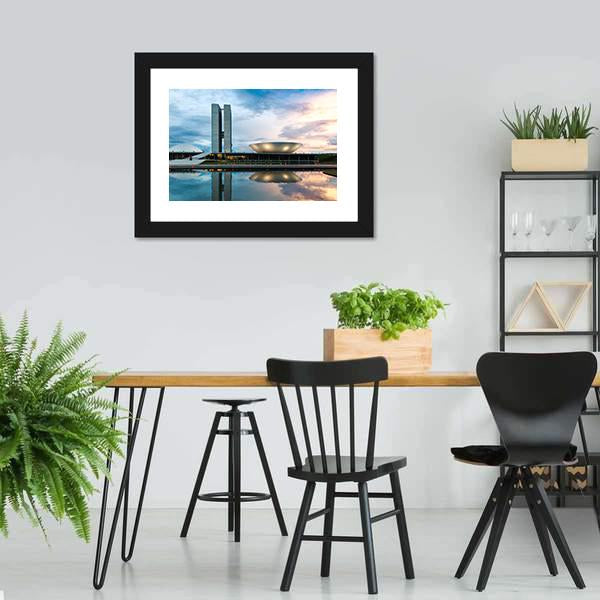 Brazilian National Congress Canvas Wall Art-3 Horizontal-Gallery Wrap-25" x 16"-Tiaracle
