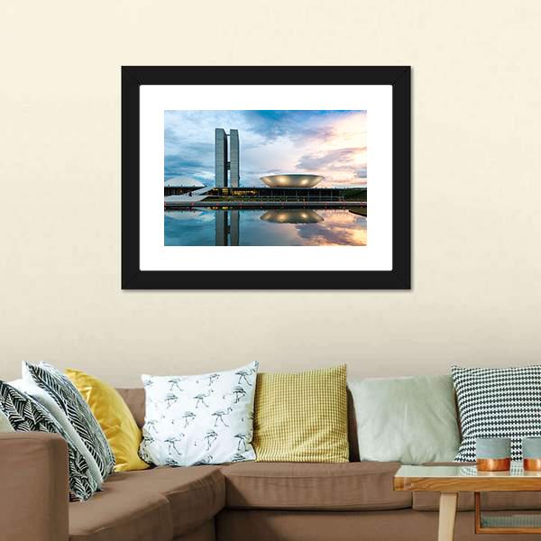 Brazilian National Congress Canvas Wall Art-3 Horizontal-Gallery Wrap-25" x 16"-Tiaracle