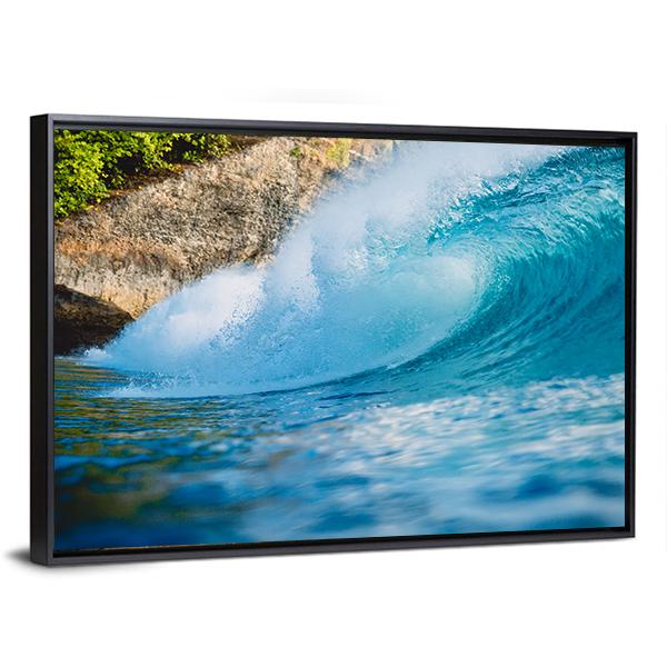 Breaking Blue Barrel Wave Canvas Wall Art-3 Horizontal-Gallery Wrap-25" x 16"-Tiaracle