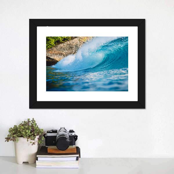 Breaking Blue Barrel Wave Canvas Wall Art-3 Horizontal-Gallery Wrap-25" x 16"-Tiaracle