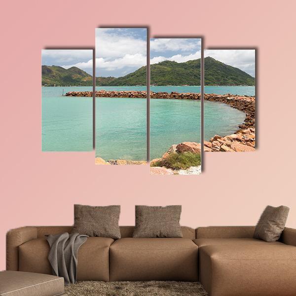Turquoise Sea Canvas Wall Art-4 Pop-Gallery Wrap-50" x 32"-Tiaracle