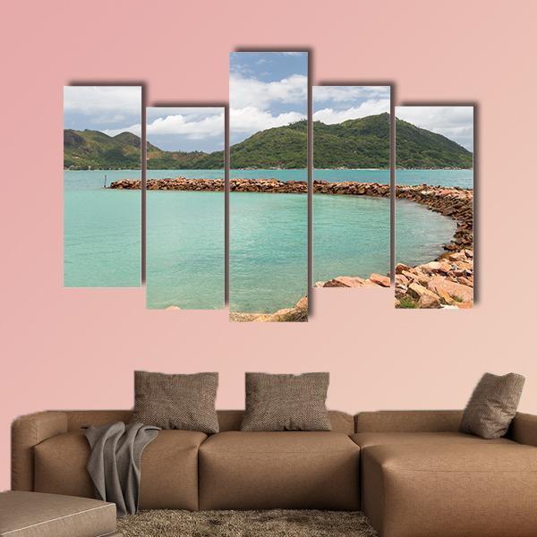 Turquoise Sea Canvas Wall Art-5 Pop-Gallery Wrap-47" x 32"-Tiaracle