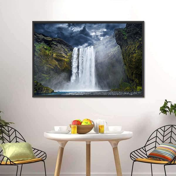 Breathtaking Waterfall In Iceland Canvas Wall Art-5 Horizontal-Gallery Wrap-22" x 12"-Tiaracle