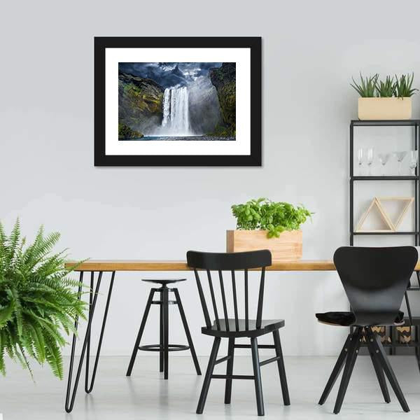 Breathtaking Waterfall In Iceland Canvas Wall Art-5 Horizontal-Gallery Wrap-22" x 12"-Tiaracle