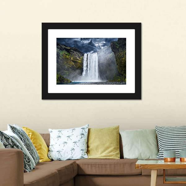Breathtaking Waterfall In Iceland Canvas Wall Art-3 Horizontal-Gallery Wrap-25" x 16"-Tiaracle