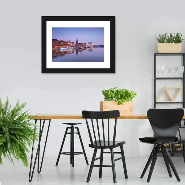Bremen City With River Canvas Wall Art-3 Horizontal-Gallery Wrap-25" x 16"-Tiaracle