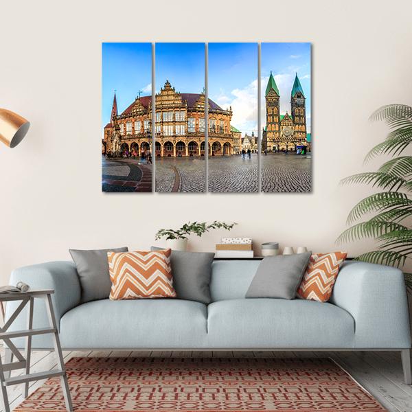 Bremen Main Market Canvas Wall Art-4 Horizontal-Gallery Wrap-34" x 24"-Tiaracle