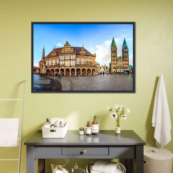 Bremen Main Market Canvas Wall Art-3 Horizontal-Gallery Wrap-25" x 16"-Tiaracle