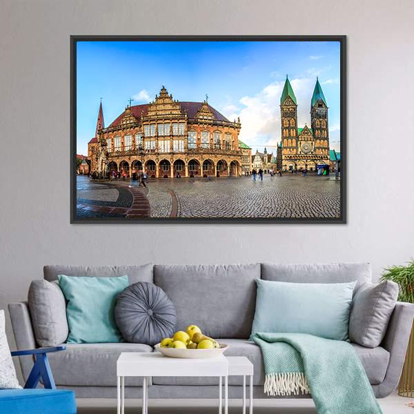 Bremen Main Market Canvas Wall Art-1 Piece-Floating Frame-24" x 16"-Tiaracle