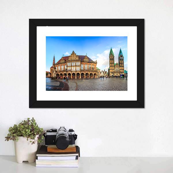 Bremen Main Market Canvas Wall Art-1 Piece-Framed Print-20" x 16"-Tiaracle
