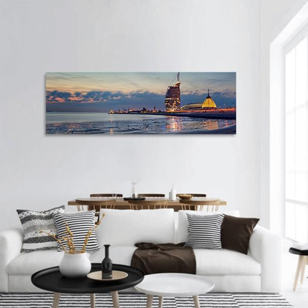 Bremerhaven Beach Panoramic Canvas Wall Art-3 Piece-25" x 08"-Tiaracle