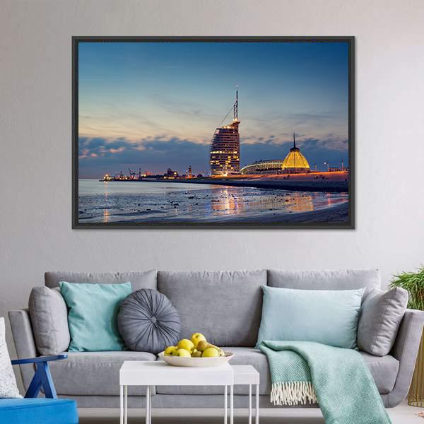 Bremerhaven Beach Canvas Wall Art-1 Piece-Floating Frame-24" x 16"-Tiaracle