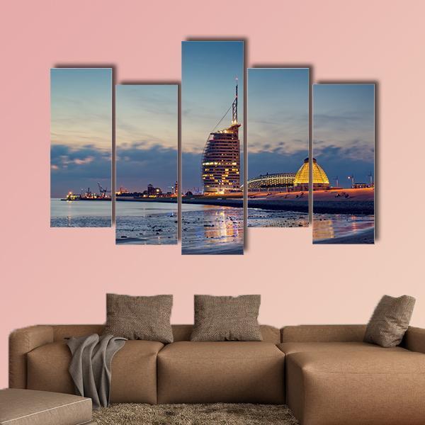 Bremerhaven Beach Canvas Wall Art-5 Pop-Gallery Wrap-47" x 32"-Tiaracle