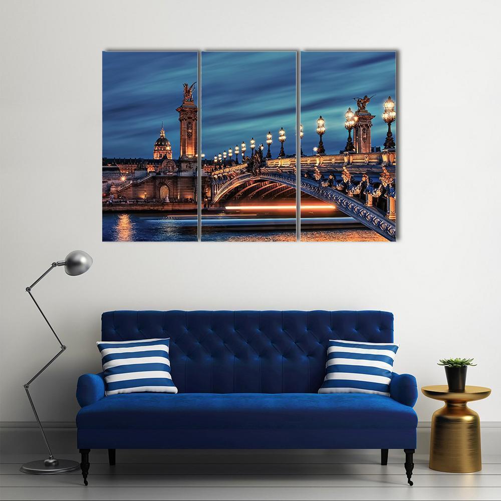 Bridge Alexandre III Canvas Wall Art-3 Horizontal-Gallery Wrap-37" x 24"-Tiaracle