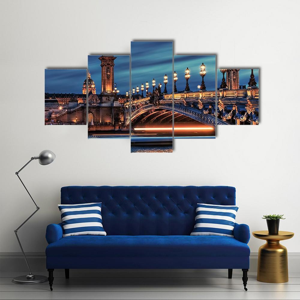 Bridge Alexandre III Canvas Wall Art-5 Star-Gallery Wrap-62" x 32"-Tiaracle