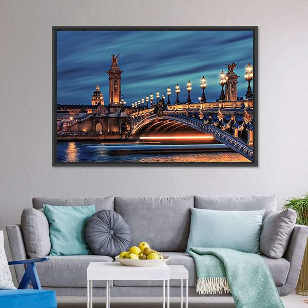 Bridge Alexandre III Canvas Wall Art-1 Piece-Floating Frame-24" x 16"-Tiaracle