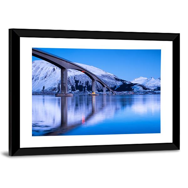 Bridge Reflection On Water Canvas Wall Art-3 Horizontal-Gallery Wrap-25" x 16"-Tiaracle