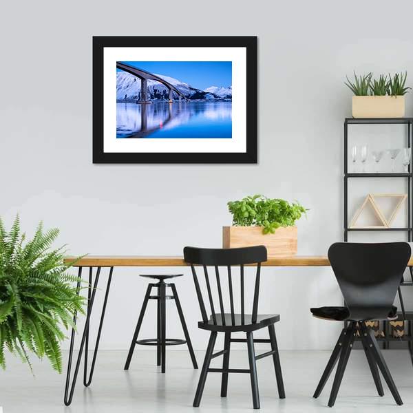 Bridge Reflection On Water Canvas Wall Art-3 Horizontal-Gallery Wrap-25" x 16"-Tiaracle