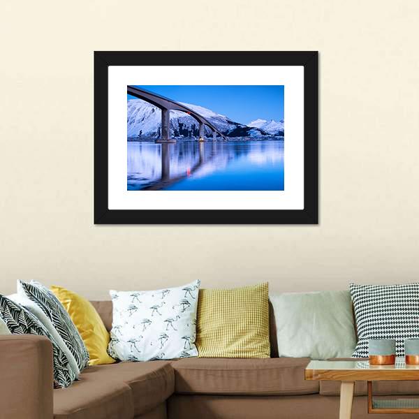 Bridge Reflection On Water Canvas Wall Art-3 Horizontal-Gallery Wrap-25" x 16"-Tiaracle