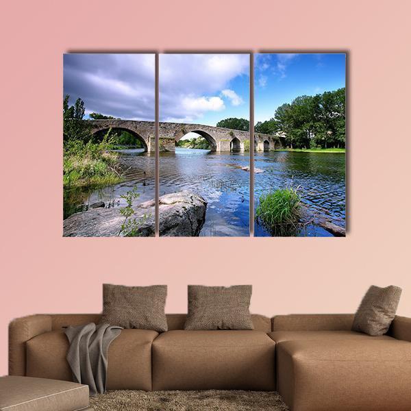 Bridge And River In Spain Canvas Wall Art-3 Horizontal-Gallery Wrap-37" x 24"-Tiaracle