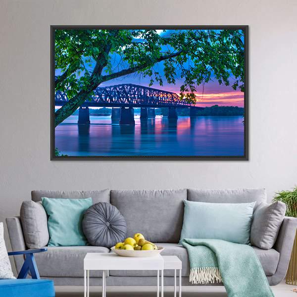Bridge At Evening Panoramic Canvas Wall Art-1 Piece-36" x 12"-Tiaracle