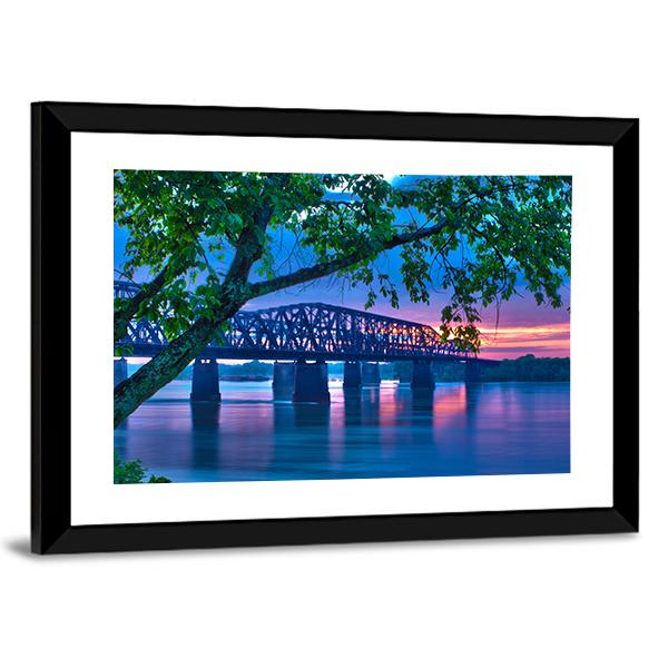 Bridge At Evening Panoramic Canvas Wall Art-1 Piece-36" x 12"-Tiaracle