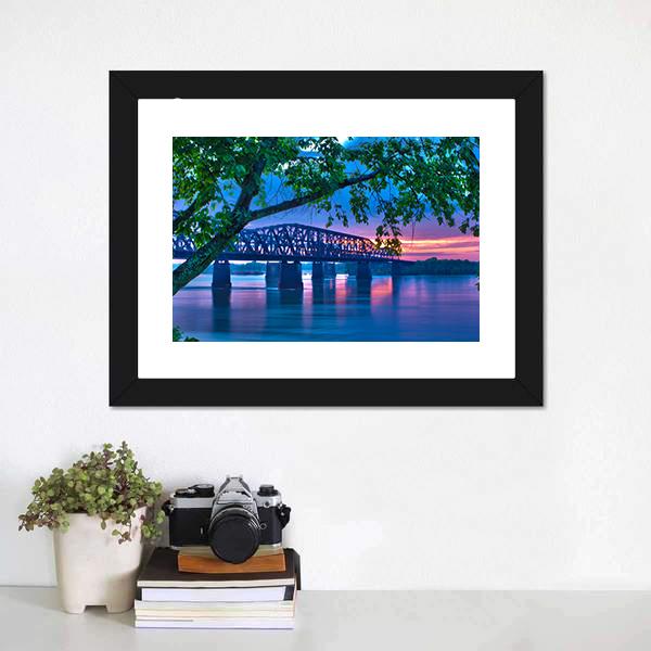 Bridge At Evening Panoramic Canvas Wall Art-1 Piece-36" x 12"-Tiaracle
