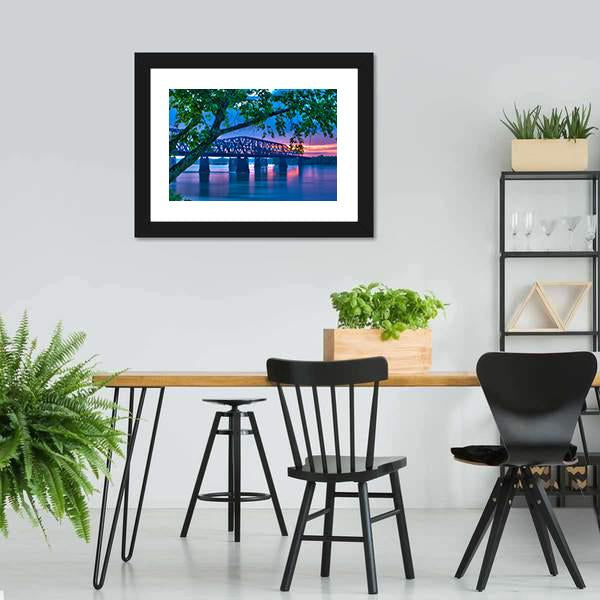 Bridge At Evening Panoramic Canvas Wall Art-1 Piece-36" x 12"-Tiaracle