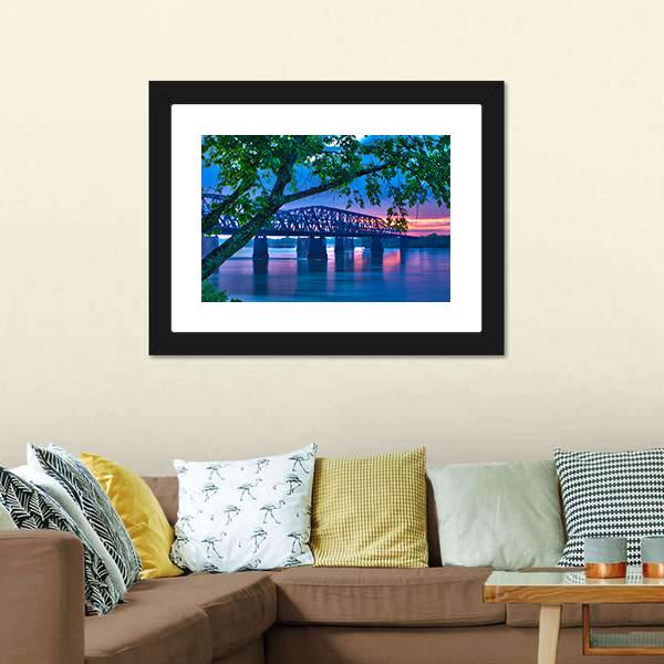 Bridge At Evening Panoramic Canvas Wall Art-1 Piece-36" x 12"-Tiaracle