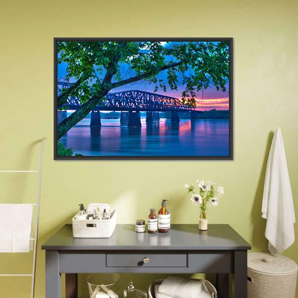 Bridge At Evening Panoramic Canvas Wall Art-1 Piece-36" x 12"-Tiaracle
