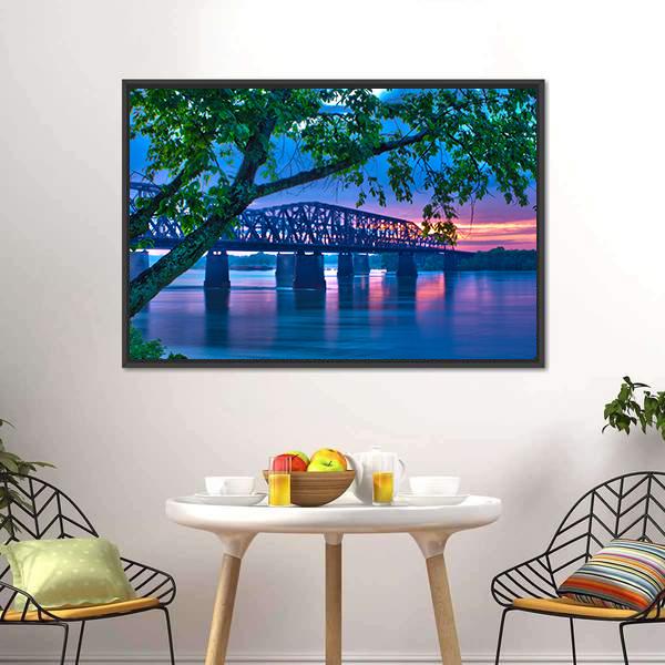 Bridge At Evening Panoramic Canvas Wall Art-1 Piece-36" x 12"-Tiaracle