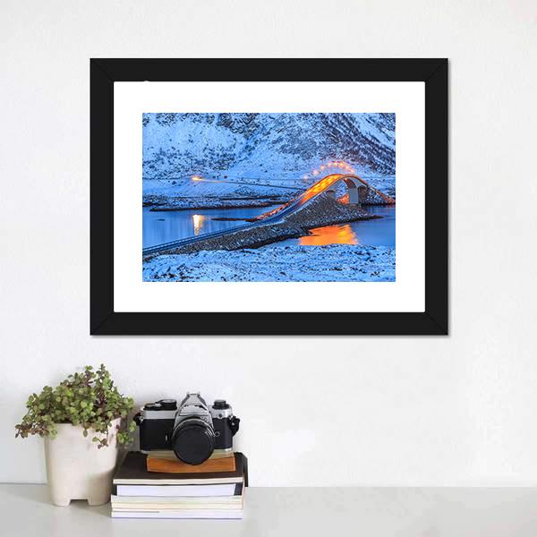 Bridge In Lofoten Islands Panoramic Canvas Wall Art-1 Piece-36" x 12"-Tiaracle