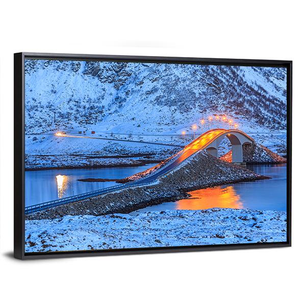 Bridge In Lofoten Islands Panoramic Canvas Wall Art-1 Piece-36" x 12"-Tiaracle