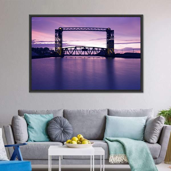 Bridge In Ohio Canvas Wall Art-1 Piece-Floating Frame-24" x 16"-Tiaracle