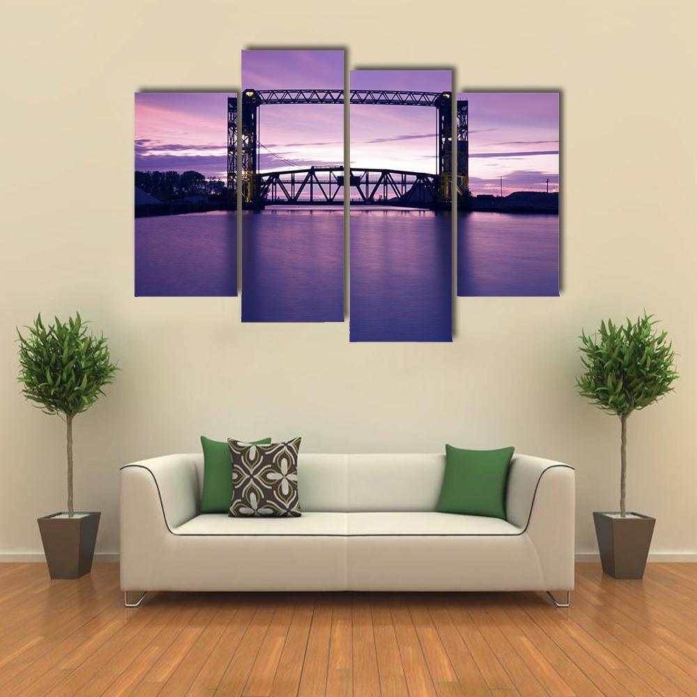 Bridge In Ohio Canvas Wall Art-4 Pop-Gallery Wrap-50" x 32"-Tiaracle