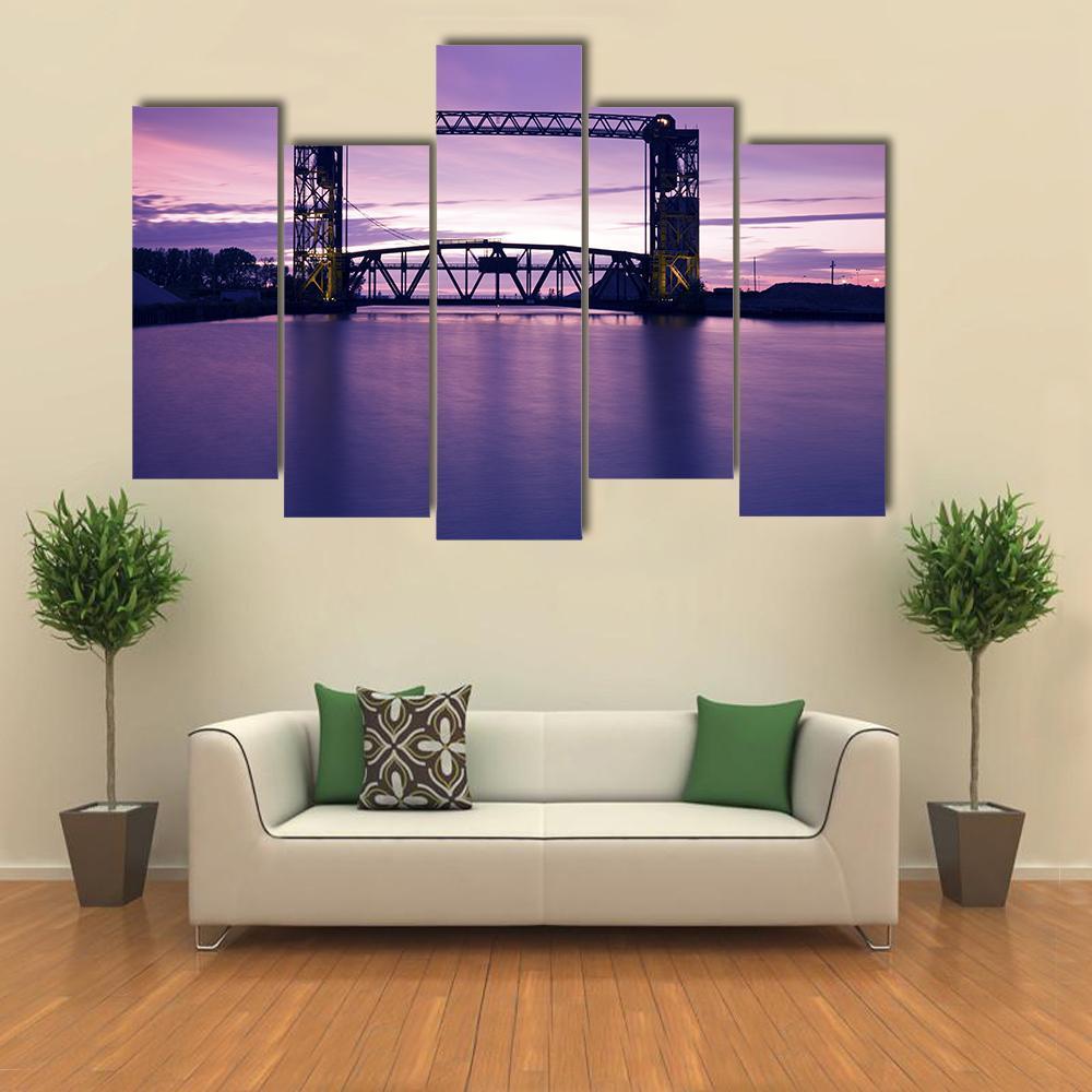 Bridge In Ohio Canvas Wall Art-5 Pop-Gallery Wrap-47" x 32"-Tiaracle