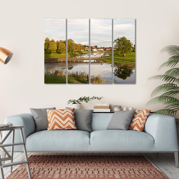 Bridge In Old City Norway Canvas Wall Art-4 Horizontal-Gallery Wrap-34" x 24"-Tiaracle