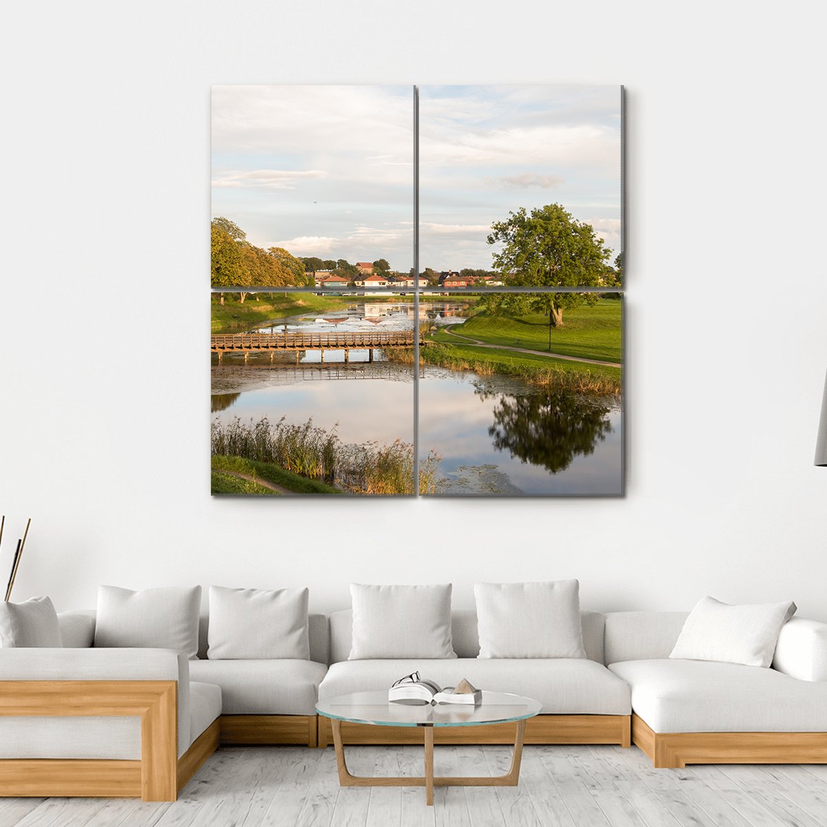 Bridge In Old City Norway Canvas Wall Art-4 Square-Gallery Wrap-17" x 17"-Tiaracle