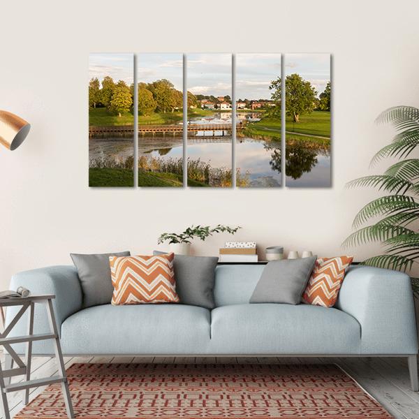 Bridge In Old City Norway Canvas Wall Art-5 Horizontal-Gallery Wrap-22" x 12"-Tiaracle