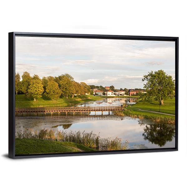 Bridge In Old City Norway Canvas Wall Art-3 Horizontal-Gallery Wrap-25" x 16"-Tiaracle