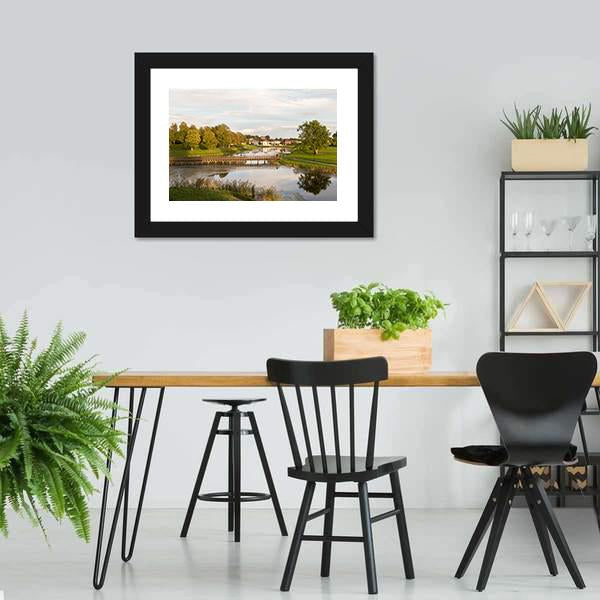 Bridge In Old City Norway Panoramic Canvas Wall Art-1 Piece-36" x 12"-Tiaracle