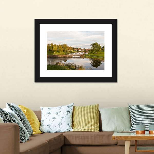 Bridge In Old City Norway Panoramic Canvas Wall Art-1 Piece-36" x 12"-Tiaracle