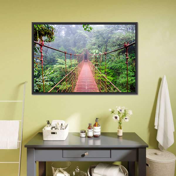 Bridge In Rain Forest Canvas Wall Art-5 Horizontal-Gallery Wrap-22" x 12"-Tiaracle