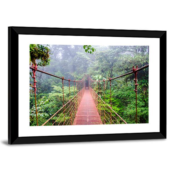 Bridge In Rain Forest Canvas Wall Art-5 Horizontal-Gallery Wrap-22" x 12"-Tiaracle