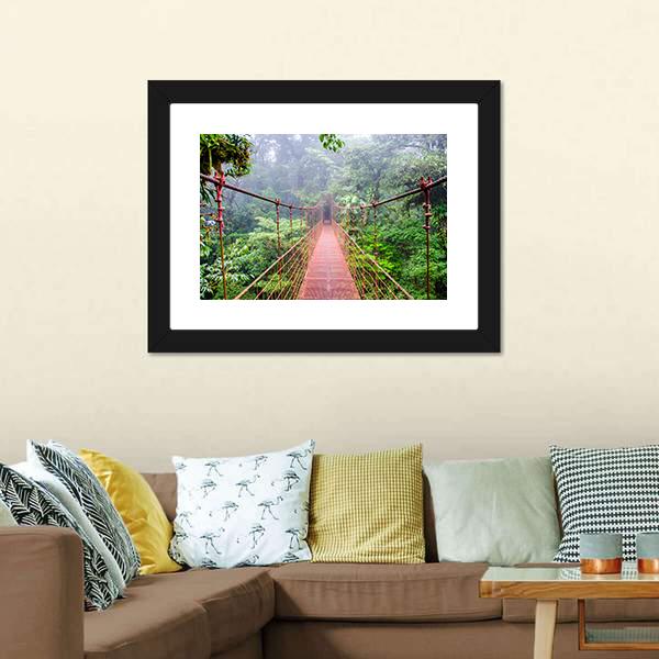 Bridge In Rain Forest Canvas Wall Art-5 Horizontal-Gallery Wrap-22" x 12"-Tiaracle