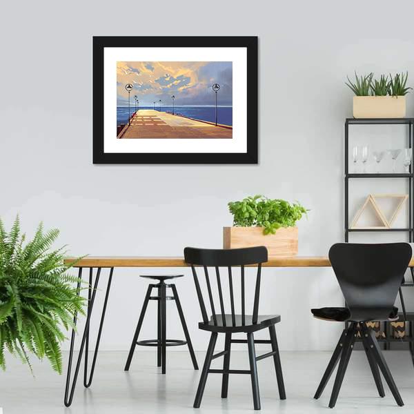 Bridge Near River illustration Canvas Wall Art-3 Horizontal-Gallery Wrap-25&quot; x 16&quot;-Tiaracle