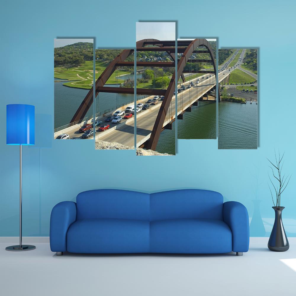 Bridge Of Austin Texas Canvas Wall Art-5 Pop-Gallery Wrap-47" x 32"-Tiaracle