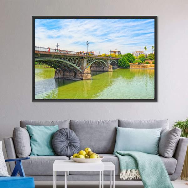 Bridge Of Isabel II Canvas Wall Art-1 Piece-Floating Frame-24" x 16"-Tiaracle