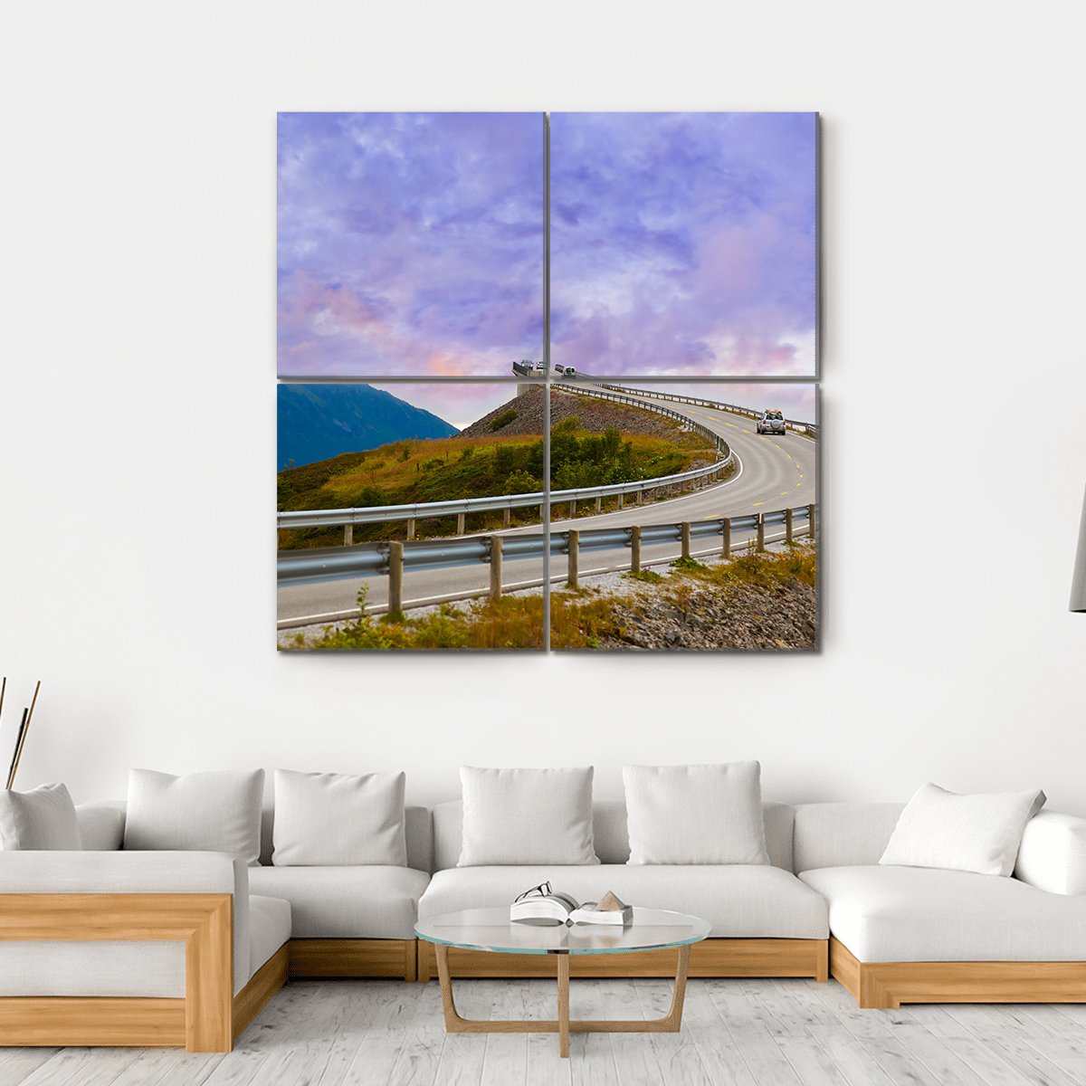 Bridge On Atlantic Road Canvas Wall Art-4 Square-Gallery Wrap-17" x 17"-Tiaracle